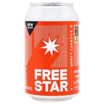 Пиво Free Star Biere Craft Lager світле фільтроване безалкогольне 0,33л - купити, ціни на WINETIME - фото 1