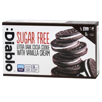 Diablo Sugar Free Extra Dark Cookie-Sandwich with Vanilla Cream 176g - buy, prices for NOVUS - photo 1