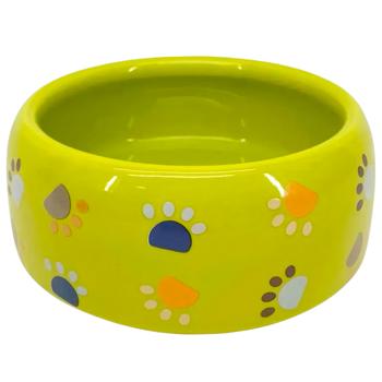 Миска керамічна KARO CRAFT Лапки 250 мл - зелений - купить, цены на MasterZoo - фото 1