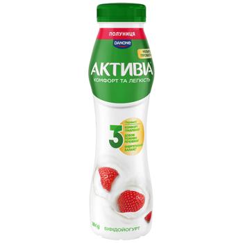 Бифидойогурт Активиа Клубника 1,5% 260г - купить, цены на КОСМОС - фото 1