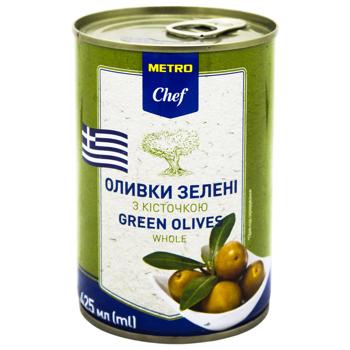 Оливки зеленые Metro Chef с косточкой 425мл - купить, цены на METRO - фото 1