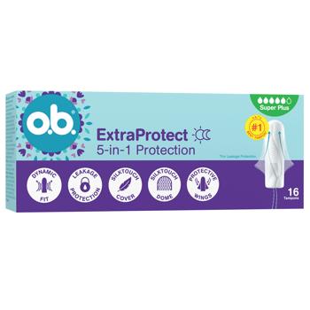 Тампони O.B. Extra Protect Super + Comfort 16шт - купити, ціни на МегаМаркет - фото 1