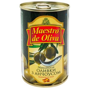 Оливки Maestro de Oliva с анчоусом 280г - купить, цены на Auchan - фото 1