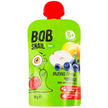 Пюре фруктово-ягідне Bob Snail Яблуко-груша-чорниця 90г - купити, ціни на - фото 1