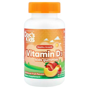 Жевательные конфеты с витамином D3, Doc's Kids, Vitamin D3 Gummies, Doctor's Best, 60 жевательных ко - купити, ціни на Біотус - фото 1