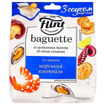 Сухарики Flint Baguette Морський коктейль 50г + соус Тартар 15г