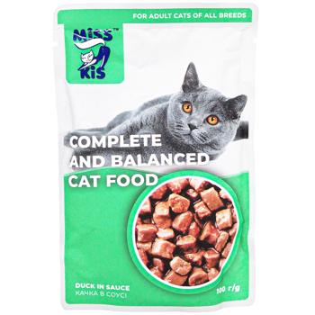 Корм вологий Miss Kis Качка в соусі для дорослих котів 100г - купити, ціни на Auchan - фото 1