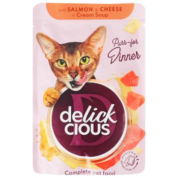 Delickcious Stripes Wet Food with Salmon and Cheese in Сream Soup for Adult Cats 85g - buy, prices for - photo 2