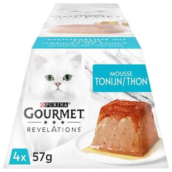 Корм влажный Gourmet Revelations Мусс с тунцом и подливкой для взрослых кошек 57г х 2шт