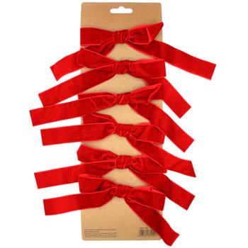 Набір оксамитових бантів Bona Di 6шт 13х17см червоний