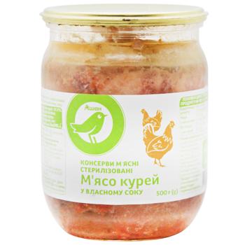 Мясо кур Auchan в собственном соку 500г