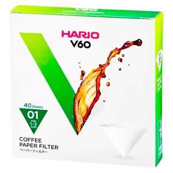 Фільтри Hario V60 01 40шт білий  - купити, ціни на Grono - фото 1