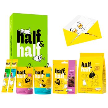 Набір кормів і ласощів для котів Half&Half Пет-щастя 760 г - асорті - купити, ціни на MasterZoo - фото 1