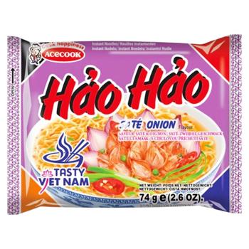 Локшина Hao Hao швидкого приготування зі смаком хрумкої цибулі з чилі 75г - купить, цены на Grono - фото 1
