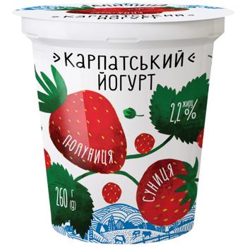 Йогурт Галичина Карпатський Полуниця-Суниця 2,2% 260г - купити, ціни на Ідеал - фото 1