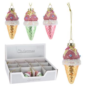 Koopman Glass Christmas Pendant 40*85mm