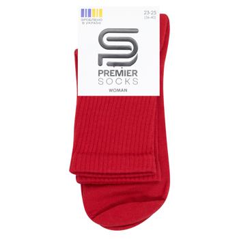 Шкарпетки Premier Socks Преміум жіночі з високою резинкою р.23-25 червоний - купити, ціни на NOVUS - фото 1