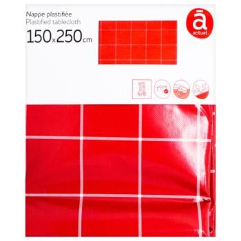 Actuel Red Plastified Tablecloth 150x250cm - buy, prices for Auchan - photo 1