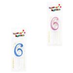 Number 6 Cake Candle with Glitter