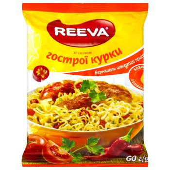 Вермишель Reeva со вкусом острой курицы быстрого приготовления 60г - купить, цены на КОСМОС - фото 1