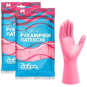 Перчатки латексные Добра Господарочка Деликат M розовые - купить, цены на Идеал - фото 2