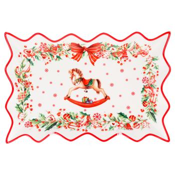 Bona Di Christmas Fantasy Rectangular Porcelain Figured Dish 35.5cm