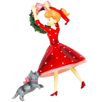 Декоративна фігурка на підвісі Дівчина з вінком 16см 208-302 BONADI 1 шт - купити, ціни на WINETIME - фото 1