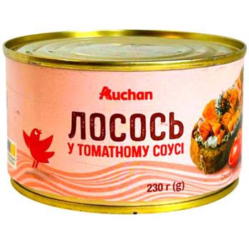Лосось Auchan в томатном соусе 230г - купить, цены на Auchan - фото 1