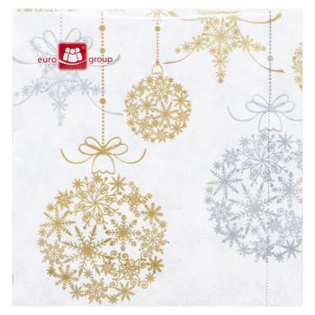 Eurogroup Holiday Balls Gold-Silver Three-Layer Napkins 33*33cm 18pcs - buy, prices for COSMOS - photo 1