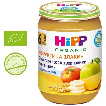 Пюре Hipp Фруктовое ассорти с цельнозерновыми хлопьями 190г - купить, цены на КОСМОС - фото 3