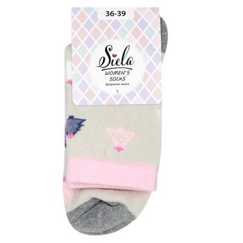 Siela Christmas Trees Terry Women's Socks s.36-39 Beige