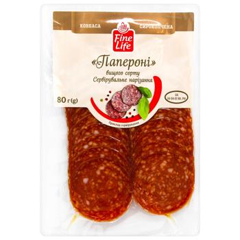 Колбаса Fine Life Паперони сырокопченая высший сорт нарезка 80г