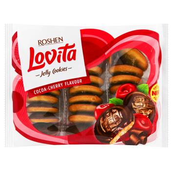 Печенье Roshen Lovita сдобное с желейной начинкой со вкусом какао-вишня 420г