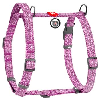 Waudog Re-cotton Reflective H-Shaped Harness for Dogs with QR Passport L 60-85cm/60-100cm/25mm Purple