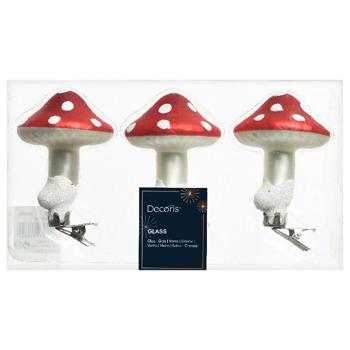 Decoris Mushroom on Clip Christmas Tree Decoration 6.5cm 3pcs - buy, prices for METRO - photo 3