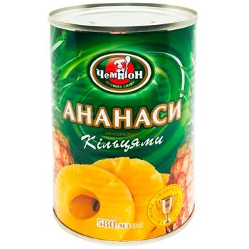 Ананас Чемпіон кільця в сиропі 580мл - купити, ціни на Восторг - фото 1