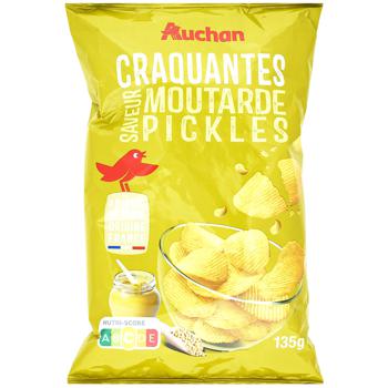 Auchan Wavy Potato Chips with Mustard Flavor 135g - buy, prices for Auchan - photo 1