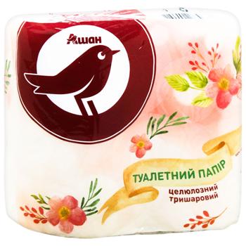 Туалетний папір Auchan целюлозний 3-шаровий 4шт - купити, ціни на - фото 3