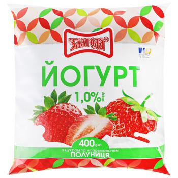 Йогурт Злагода Клубника с сахаром 1% 400г - купить, цены на Идеал - фото 1