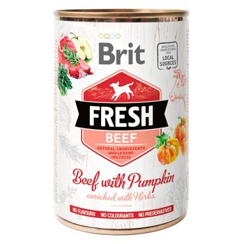 Корм вологий Brit Fresh з яловичиною та гарбузом для дорослих собак всіх порід 400г - купити, ціни на КОСМОС - фото 1