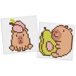 Ideyka Capybara: Peach and Avocado Diamond Mosaic on Magnet 9x9cm 2pcs