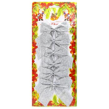 Набор бантиков серебряных 6шт 8*8см - купить, цены на Таврия В - фото 1