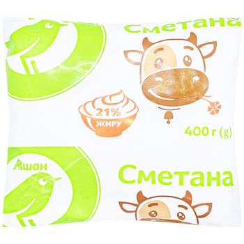Сметана Auchan 21% 400г - купить, цены на Auchan - фото 1