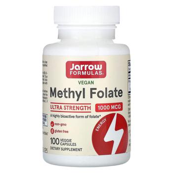 Метил фолієва кислота, Methyl Folate, Jarrow Formulas 1000 мкг, 100 кап.