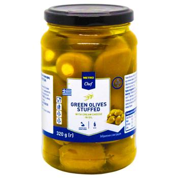 Metro Chef Green Olives Stuffed with Cream Cheese in Oil 320g