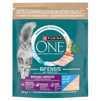 Корм сухий Purina One Вибірковий апетит з високим вмістом тріски та фореллю для котів 750г - купити, ціни на КОСМОС - фото 1