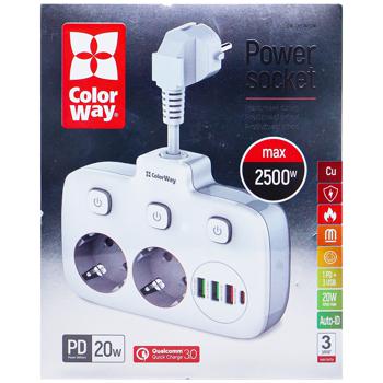 Фильтр ColorWay 2*220М 3*Usb-A 1*Usb-C - купить, цены на Auchan - фото 3