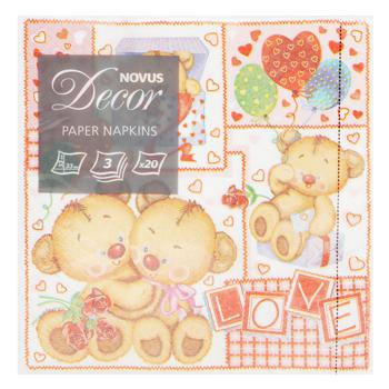 Novus Paper Napkins With Drawing 3-Layer 33x33cm 20pc - buy, prices for NOVUS - photo 1