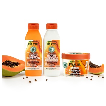 Garnier Fructis Papaya Superfood Recovery For Damaged Hair Balsam-Conditioner 350ml - buy, prices for Auchan - photo 6