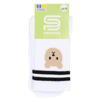 Premier Socks Teddy Bear Striped High Teenage Socks s.20-25 White